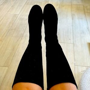 Suede Donald Pliner Boots with Snakeskin Detail